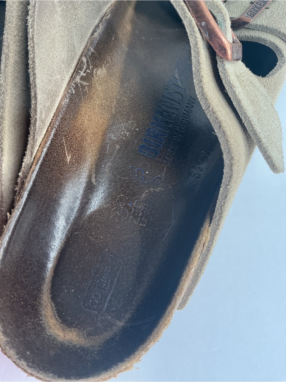 Birkenstock Arizona Taupe Suede Slides Cork Sandals Women’s 8 - Picture 4 of 6